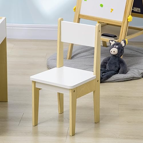 Miniatura 9 de Qaba Juego de mesa y silla para niños de 3 piezas con almacenamiento debajo de la mesa, mesa de actividades y 2 sillas, mesa de dibujo para niños