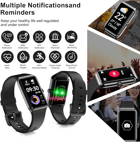 Fitness Tracker- Smart Watch with 1.47 Health Activity Trackers 24/7 Heart Rate,Stress Management, Monitor Blood Oxygen, Sleep Tracking Fitness Watch for Android iPhone Women Men (Black)