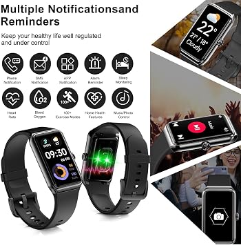 Fitness Tracker- Smart Watch with 1.47 Health Activity Trackers 24/7 Heart Rate,Stress Management, Monitor Blood Oxygen, Sleep Tracking Fitness Watch for Android iPhone Women Men (Black)