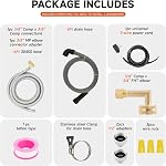 Universal Dishwasher Installation Kit,6 Ft Stainless Steel Dishwasher Hose,Burst Proof Water Supply Line with 3/8" Compression Connections,with a 6 feet Drain Hose and a clamp, one Set