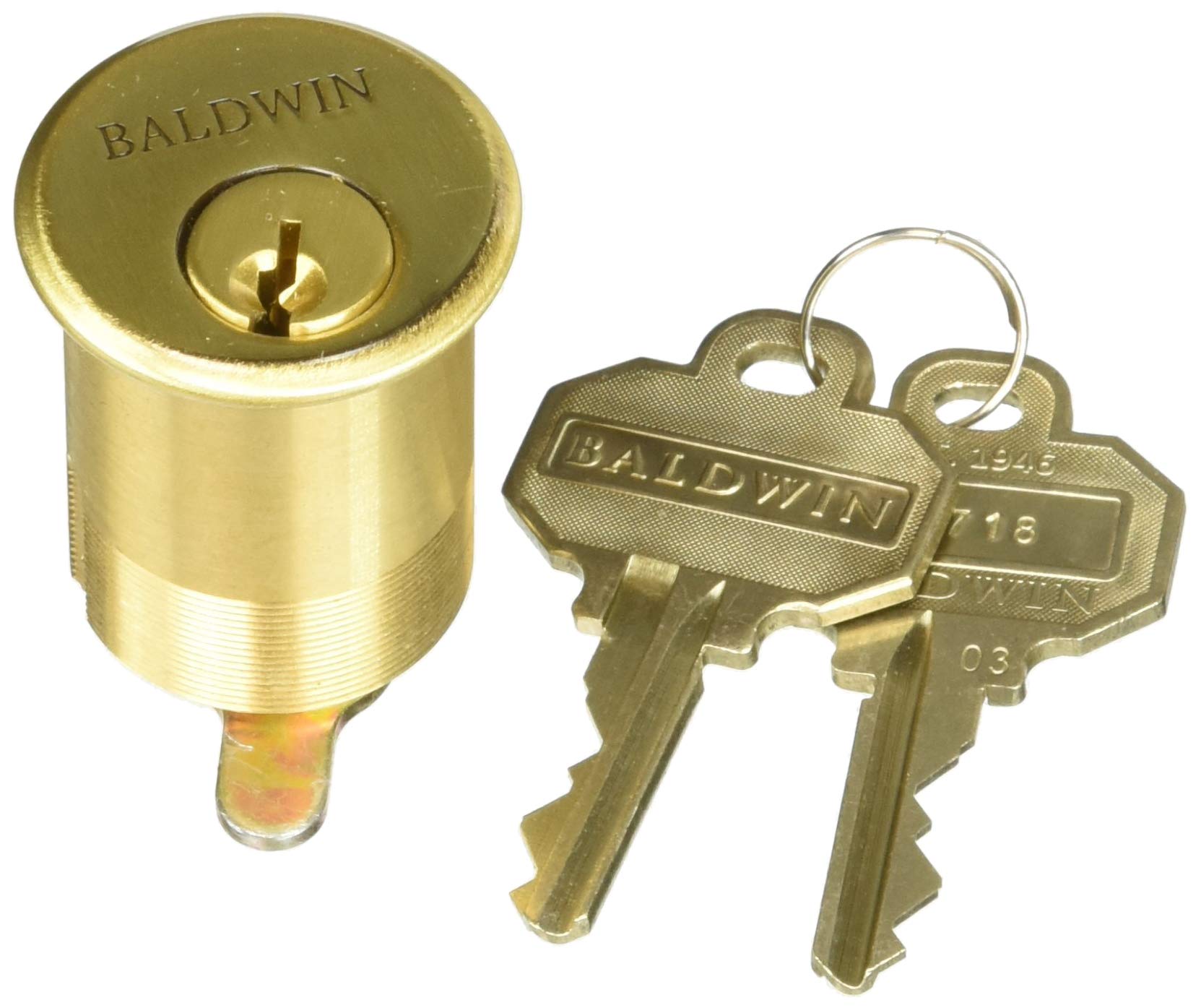 Cilindro Baldwin 8326 de acabado premium en latón satinado para puertas de 2 pulgadas con llave C