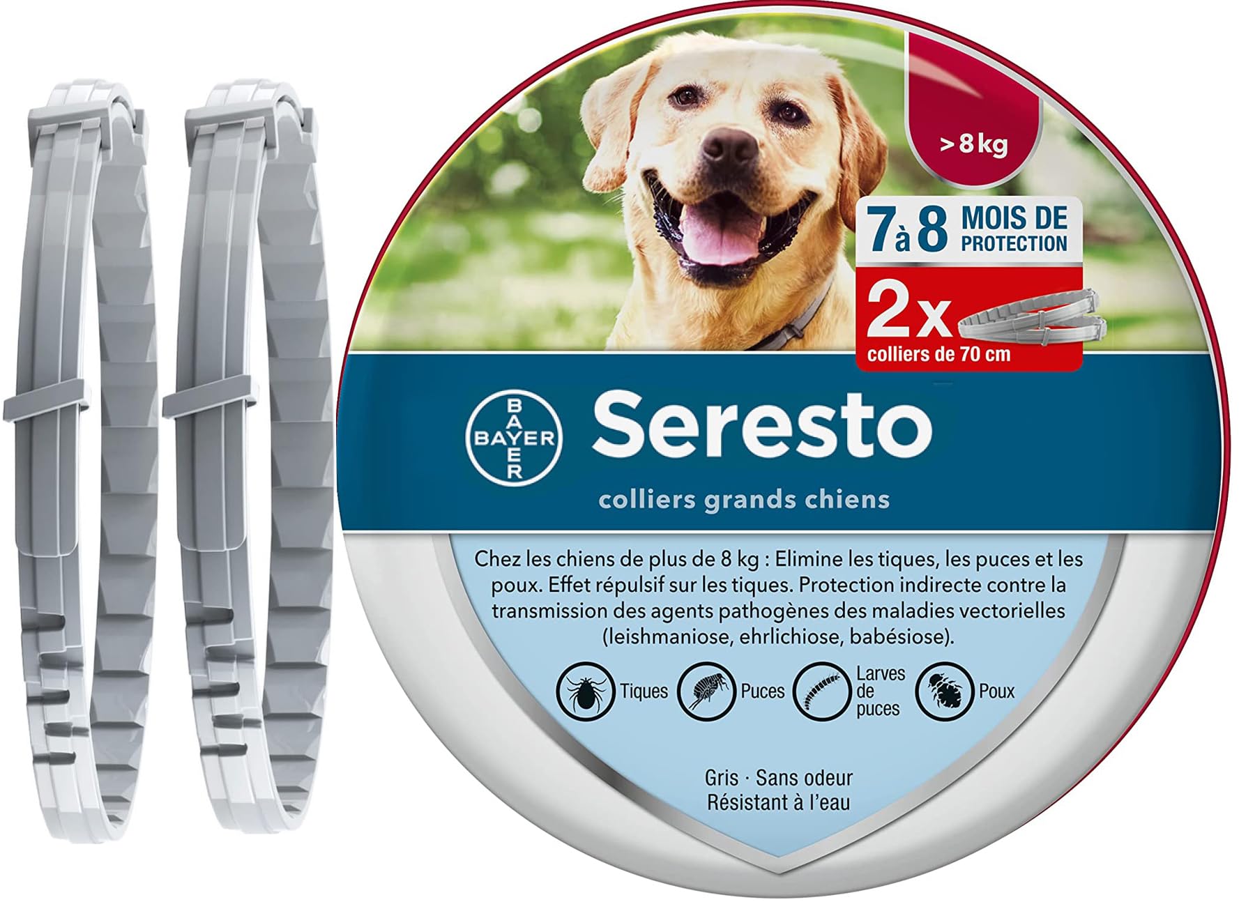 2 Collar per Perro, (Collo <27.5 pollici, Peso ＞8KG), 70 cm