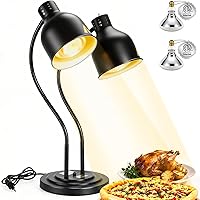 Hiteemer 500W 2-Head Commercial Food Heat Lamp - Portable Black Food Warmer for Buffets, Restaurants & Kitchens