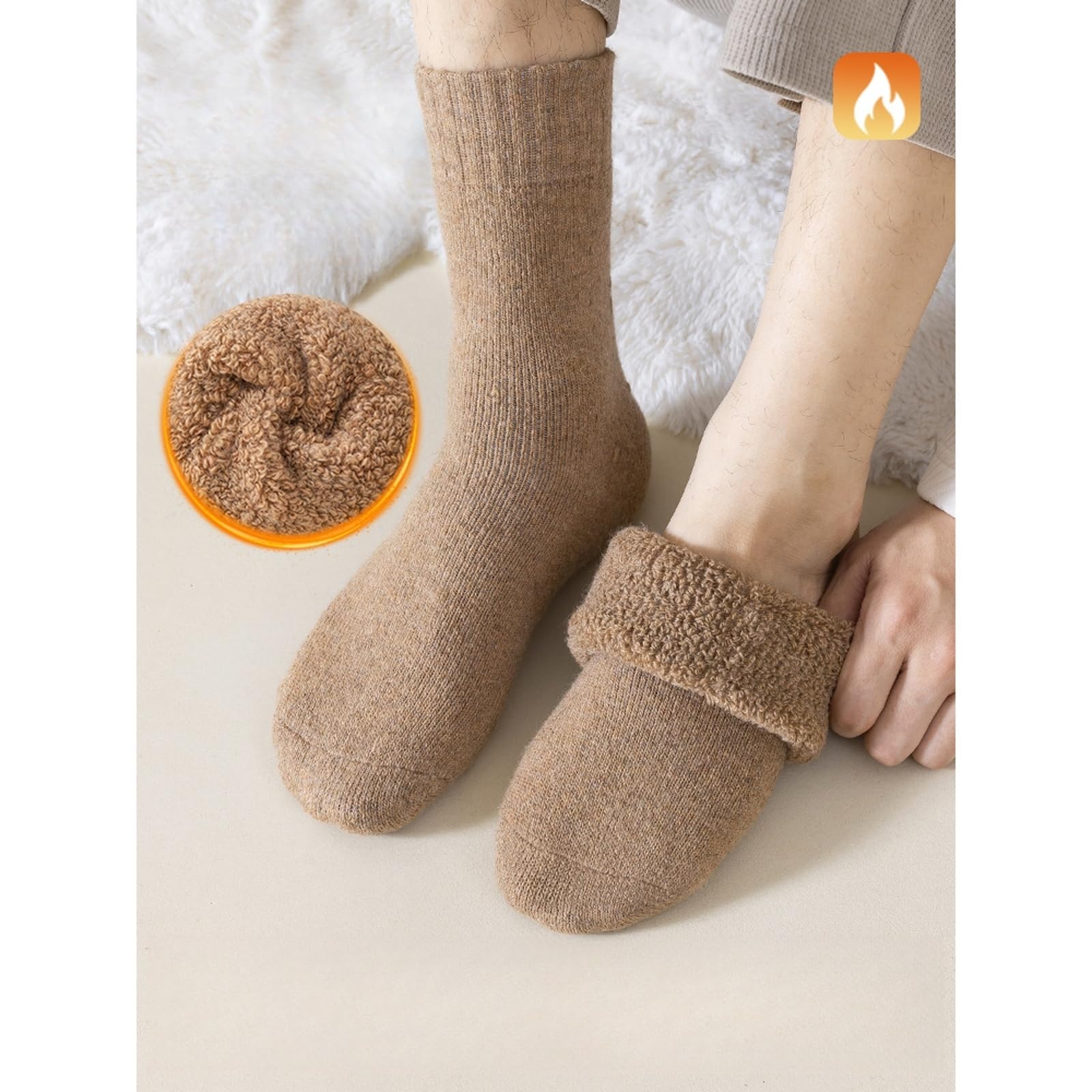 svlftecon 3 Pairs Unisex Wool Winter Thermal Socks Cozy Warm Hiking Crew Boot Socks Wool for Winter Crew Series 31