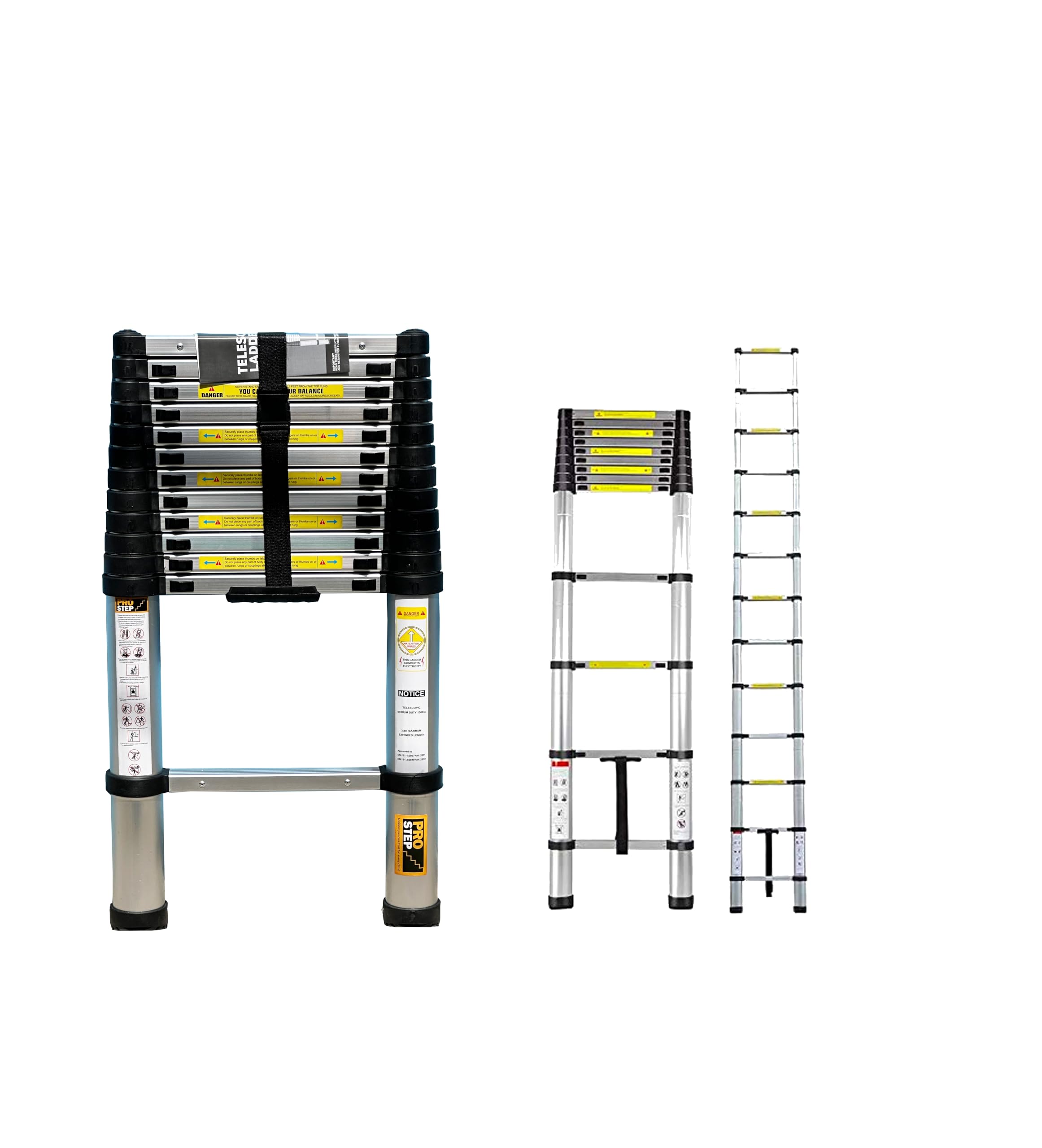 PRO STEP 3.8m (12.5 feet) Portable & Compact Aluminium Telescopic Ladder | 2-Year Warranty | EN131 Certified 11-Steps Foldable Multipurpose Step Ladder for Home & Outdoor use… (B0CGDWQG2N) Amazon Price History, Amazon Price Tracker