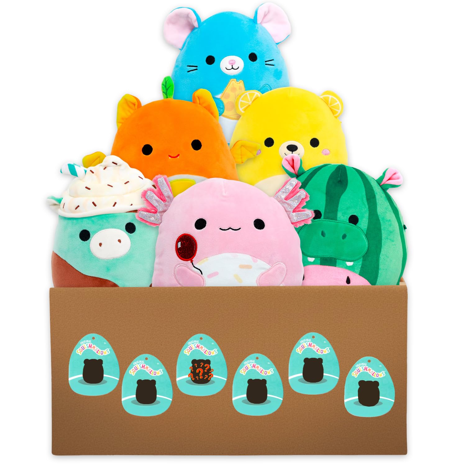 Squishmallows Mystery Set for Kids - 6 Pc Bundle with 8" Plush Animals Variety Pack | Squishmallows Plush Set for Girls, Boys (Styles Will Vary)