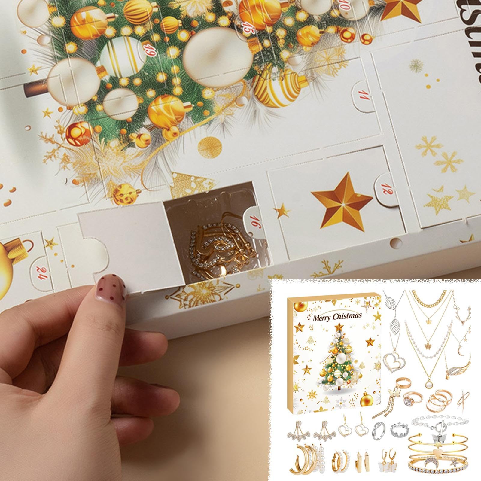 Calendrier De L'Avent Bijoux 2024 – 24 Jours De Surprises – Bracelets, Colliers, Boucles D'Oreilles – Pour Femme Et Fille – Sans Nickel