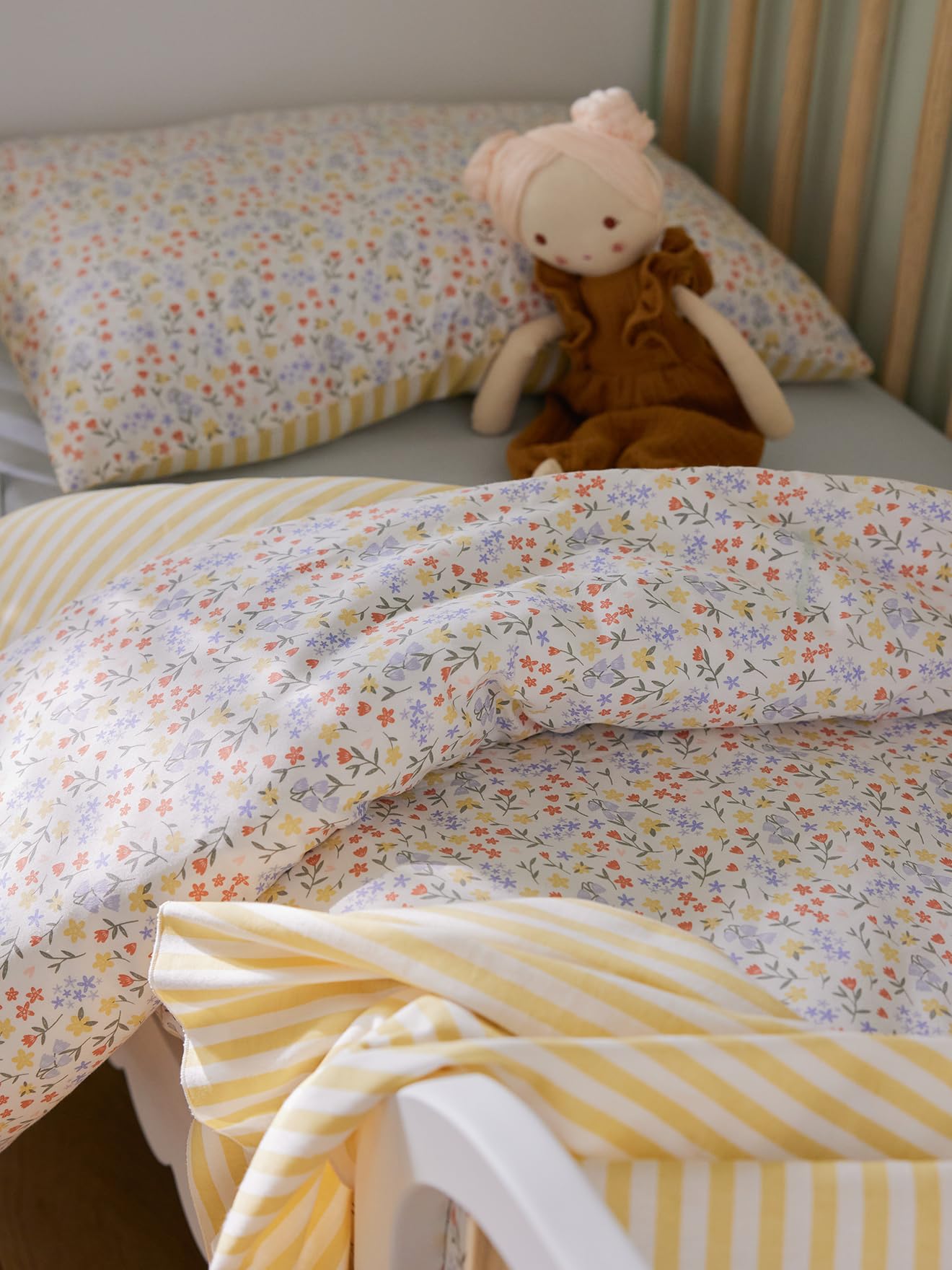 VERTBAUDET Baby-Bettbezug, wendbar, Baumwolle, mehrfarbig, 80 x 120 cm