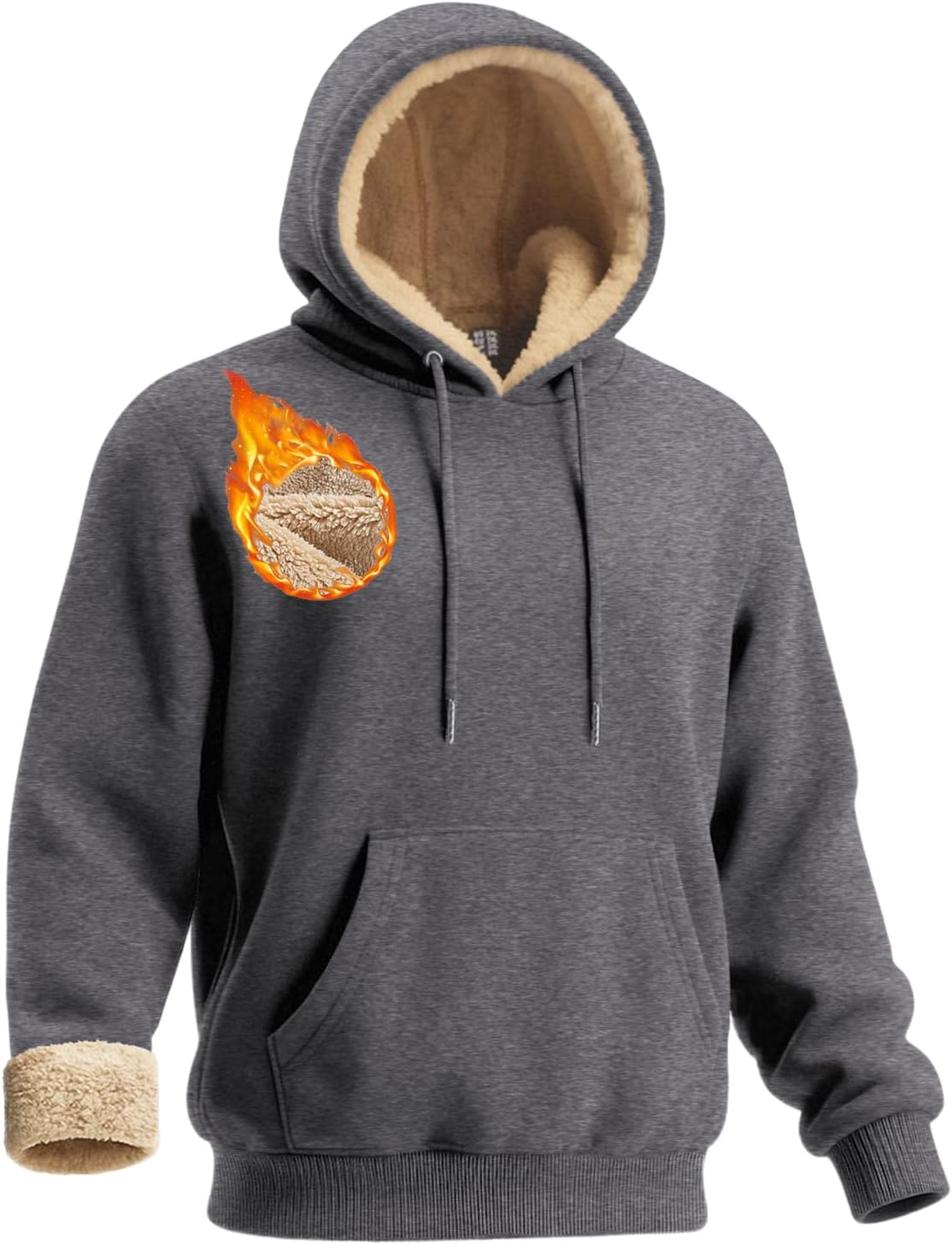 Boladeci Men's Sherpa Lined Hoodie Sweatshirts Heavy Fleece Cotton for Winter Cold Weather