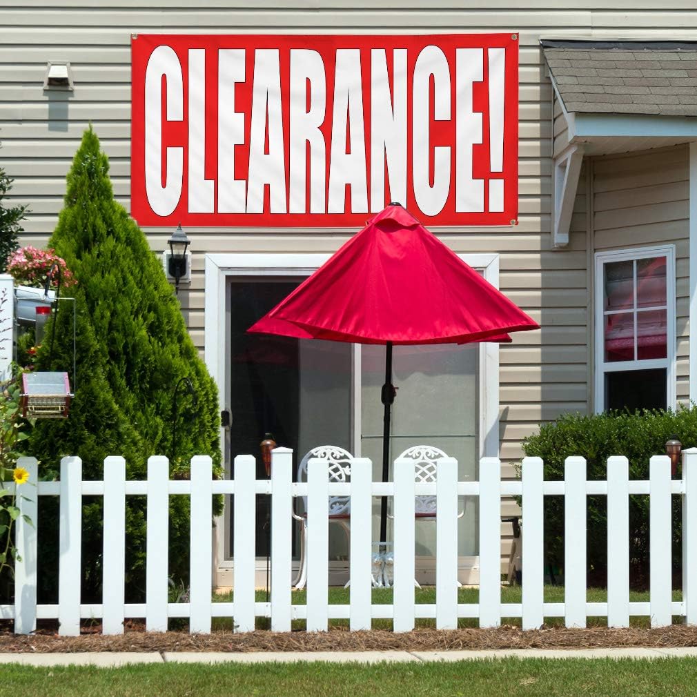 Vinyl Banner Multiple Sizes Clearance Large Red Business Outdoor Weatherproof Industrial Yard Signs White 4 Grommets 16x40Inches