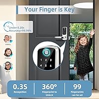 Vista 4 de Cerradura de puerta de entrada sin llave con teclado, cerraduras exteriores de huella dactilar, cerrojo de manija de puerta con código, cerraduras