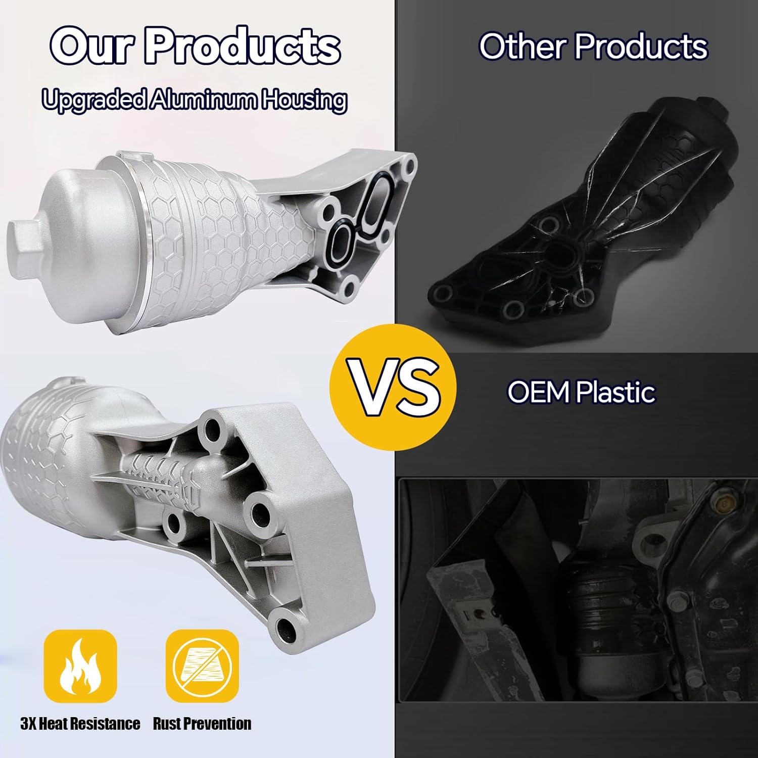 26300-3LAA0 Upgrade Aluminum Oil Filter Housing Assembly Kit for 2020-2024 Hyundai Palisade, 2020-2024 Kia Telluride, 2019 Kia Sorento, Genesis G80 2017-2020 26345-3LAA0 Replacement