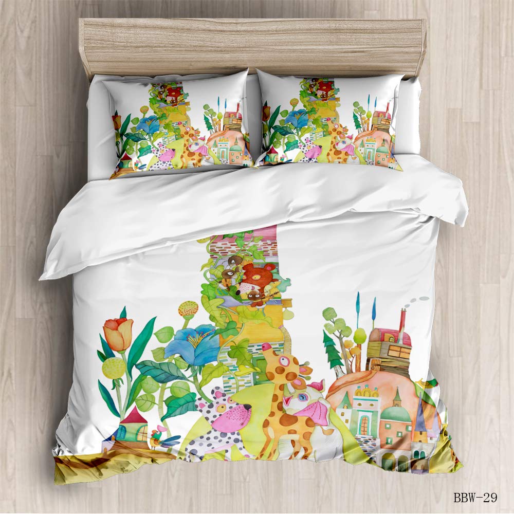 Housse de couette vert manga 220x240 cm avec taie d'oreiller pour literie enfant