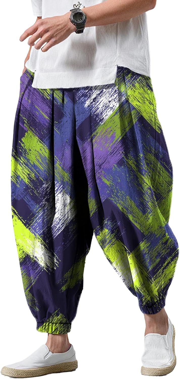 Relax Wide Leg Pants Hippy Boho Pants Men Hip Hop Street Casual Sports Trousers for Men Plus Size 2025 Baggy