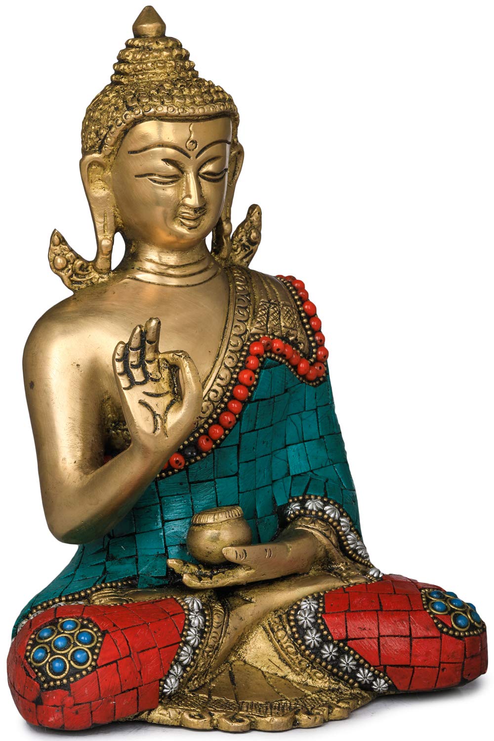 Statue de Bouddha de divinité tibétain à Vitark Mudra laiton déco