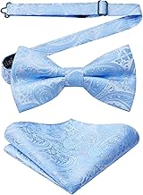 Enlision Fliege Mit Einstecktuch fur Herren Paisley Vorgebunden Fliegen für Hochzeit Anzug Smoking