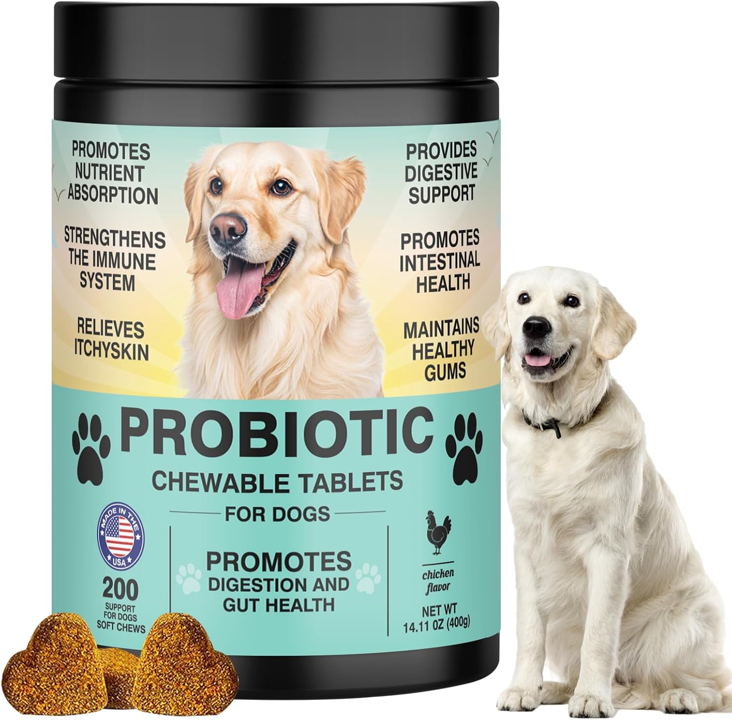 Probiotics for Dogs Dog Probiotic Chews for Digestive Health and Dental Care Supports Gut Health Fresh Breath Oral Hygiene and Itchy Skin Relief Probiotic Chew for Dogs