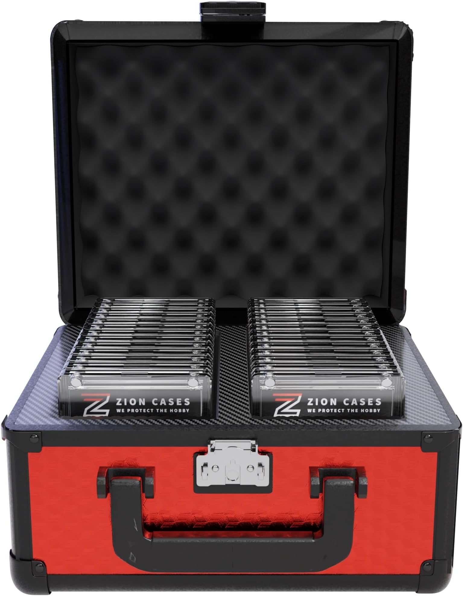 Zion Cases Slab Case 2 Row Graded Card Case; The Original Slab Case for Graded Cards; Fits PSA, BGS, HGA, and CSG Graded Trading Card Slabs; Ideal Travel Storage Solution; (Cubed Red)