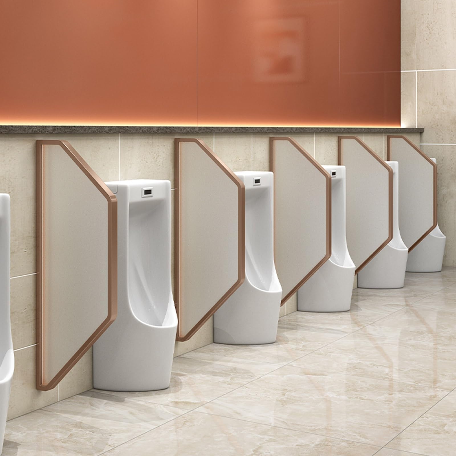 GHHVFEC WallMounted Urinal Partition ExtenderTempered Glass Men‘s Urinal for Public Toilets Ideal for Shopping Malls Hotels & Bars (Rose d'A 4 Pcs)