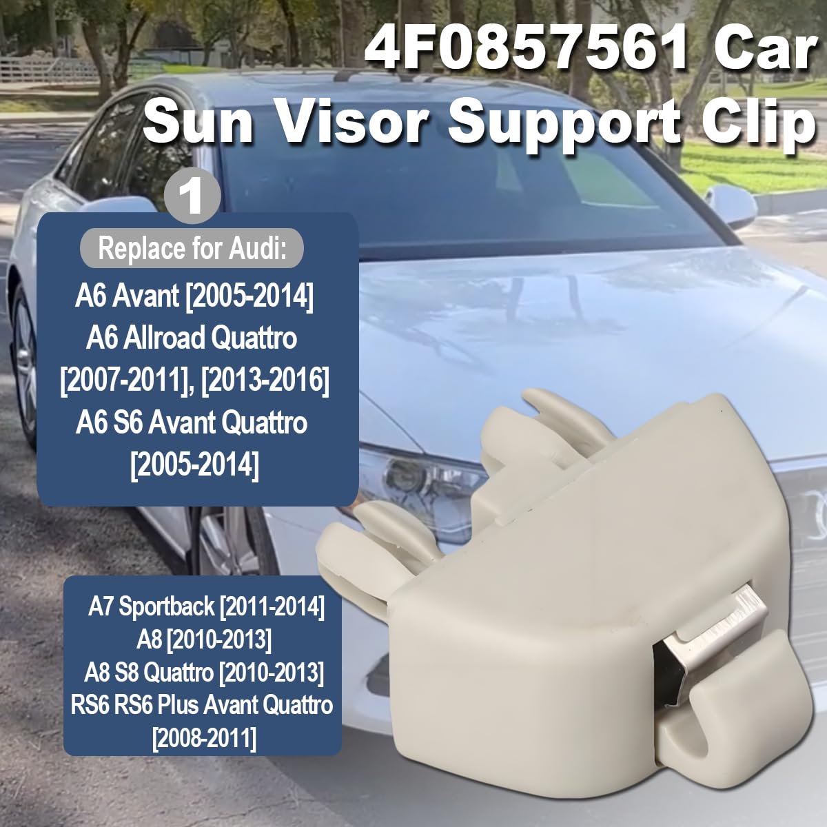 ZAMDOE 4F0857561 Clip Per Visiera Parasole Automatica per Audi A6 C6 S6 A7 C7 A8 S8 RS6 RS6 per Volkswagen Passat per Seat Leon 6R0857561Y20 gancio di fissaggio per aletta parasole