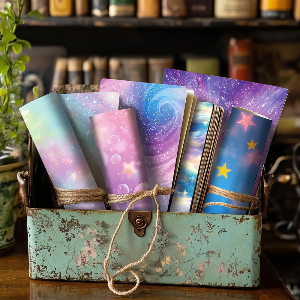 24 Sheets Starry Sky Scrapbook Paper 6x6 Inch Shiny Star Themed Cardstock for DIY Card Making Photo Albums Journaling Acid Free Decorative Craft Paper Pad for Hobby Craft Decoration - Image 4