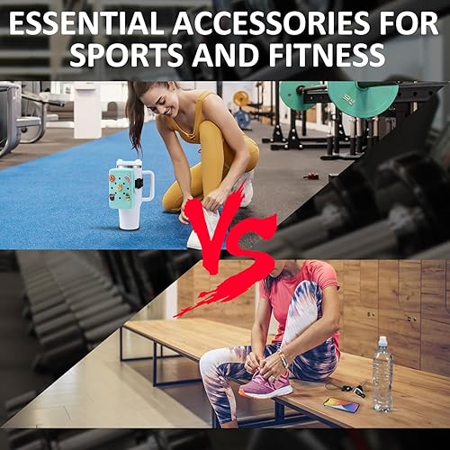 Miniatura 5 de Bolsa de silicona para botella de agua con 5 dijes, botella de agua de mano para Quencher Adventure de 40 onzas y Stanley IceFlow de 20 onzas y 30