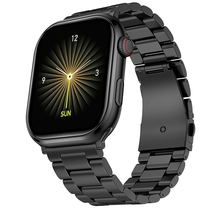 Fire-Boltt Brillia Pro Smart Watch 2.02″ Super AMOLED Display with Bluetooth Calling, SPO₂ & Heart Rate Monitor, 120+ Sports Modes, IP67 Waterproof Metal Smartwatch for Men & Women - Black
