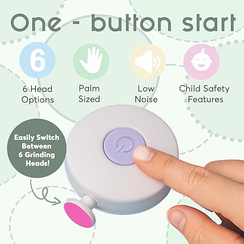 Miniatura 3 de Cortadora de uñas eléctrica, lima de uñas para bebé, lima de uñas segura y fácil para recién nacidos, bebés y niños pequeños, 6 cabezales de