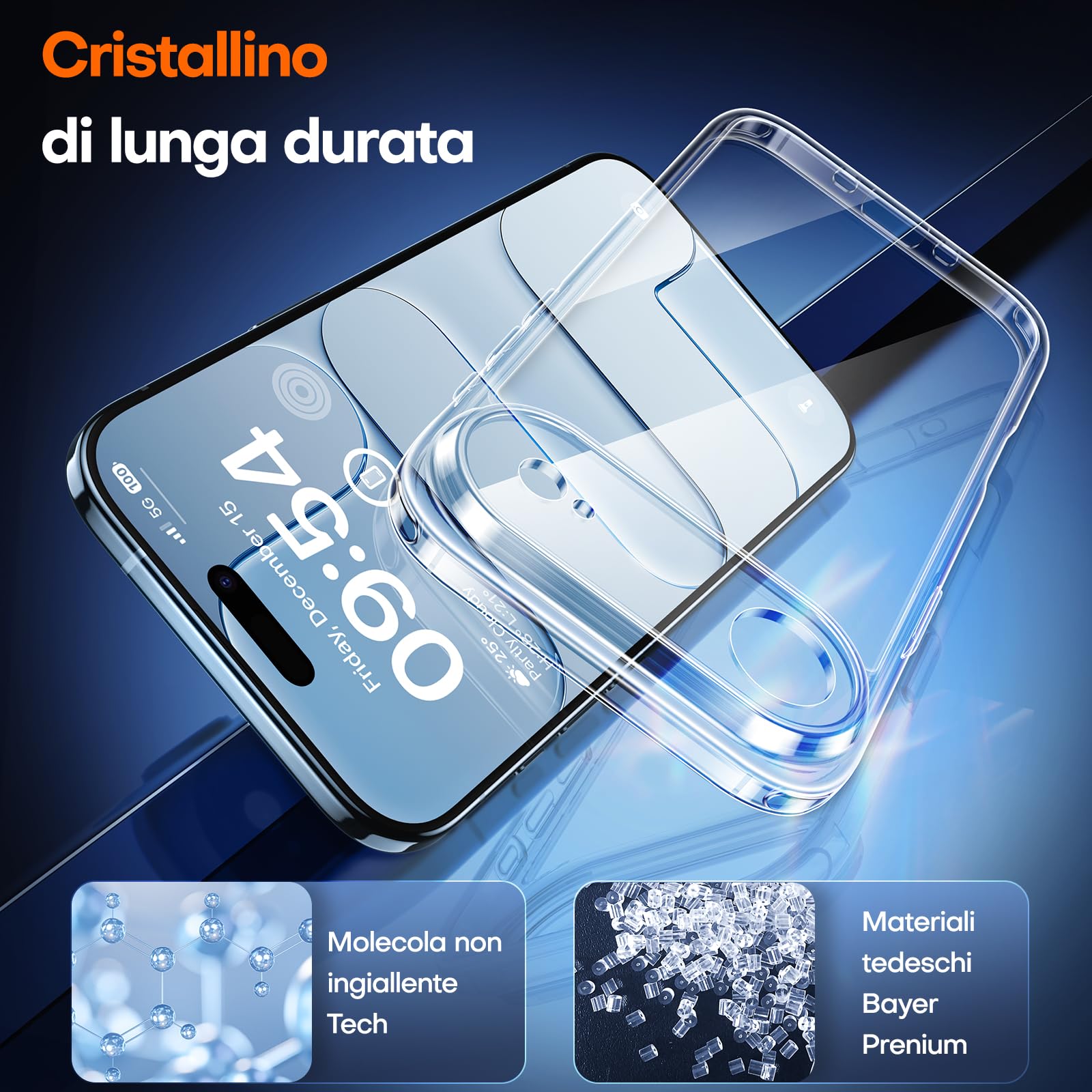 TAURI Cover per iPhone Air con Pellicola in Vetro Temperato,Protezione Completa della Fotocamera,Custodia per Sottile Antishock, Anticaduta 17 Air - Trasparente