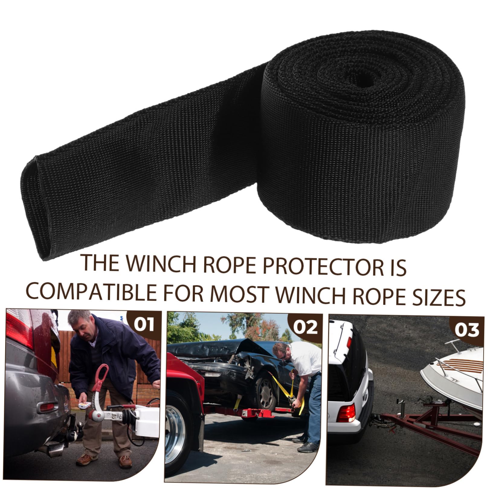 MUCKLILY 2pcs Winch Rope Cover Protector Sleeve for Winch Cables Wide for Off-Road Vehicles Trailers Boats Performance Outdoor Rope