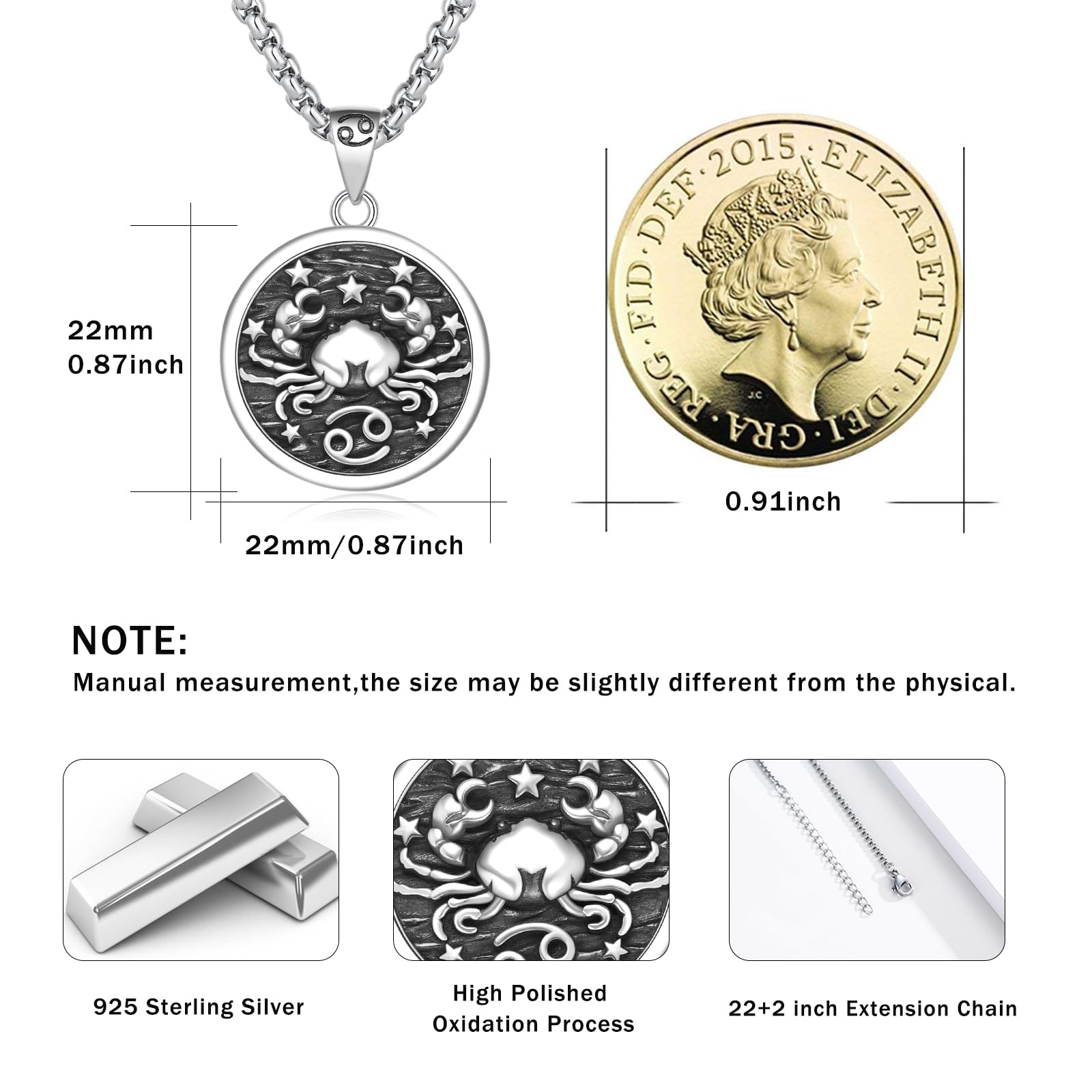 REDSUN Collana a costellazione, con segno zodiacale, in argento sterling 925, con ciondolo a costellazione, 12, collana ossidata, per donne e ragazze