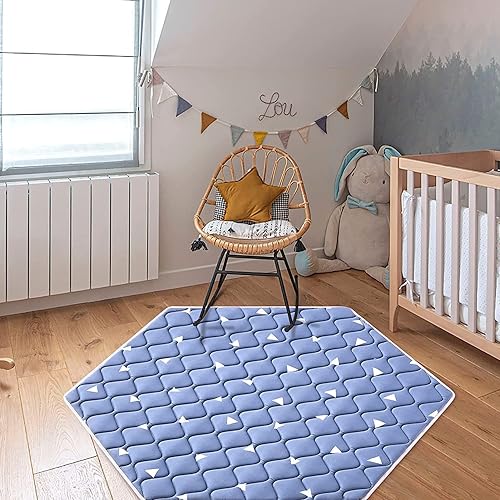 Miniatura 6 de Tapete de juego hexagonal de espuma prémium para bebé, 52 x 45 pulgadas, tapete de juego plegable para bebé, tapete acolchado y antideslizante para