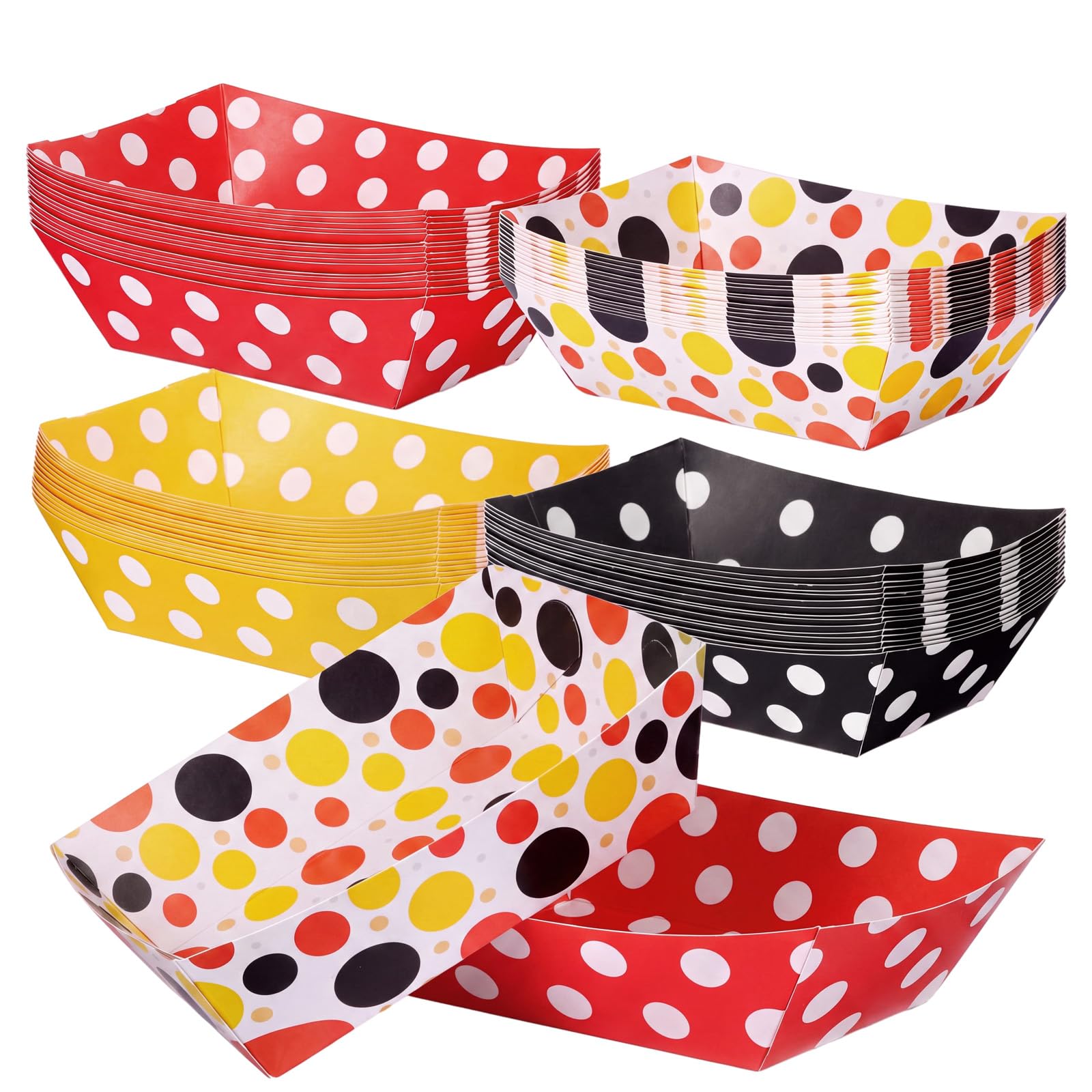 Eaasty 60 Pack 2lb Cartoon Mouse Theme Snack Tray Red Black White Polka Dot