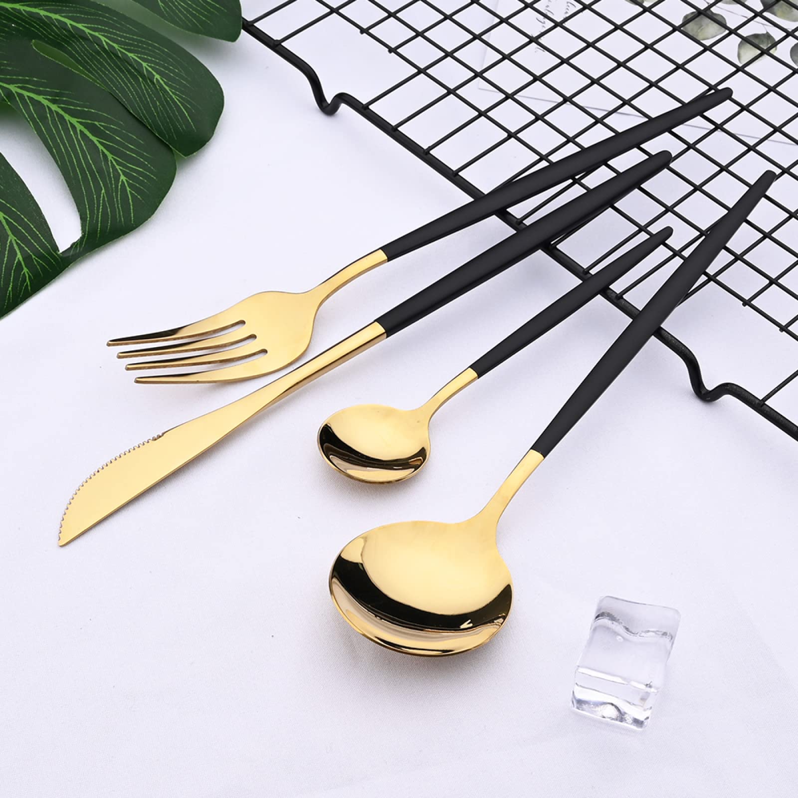 Besteck Set Edelstahl Geschirr Set Messer Gabeln Kaffeelöffel Geschirr 24 Teiliges Set Rotgold