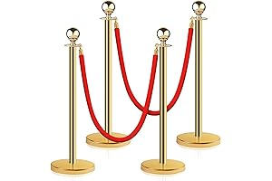 Gold Stanchions And Red Velvet Ropes Crowd Control Barriers