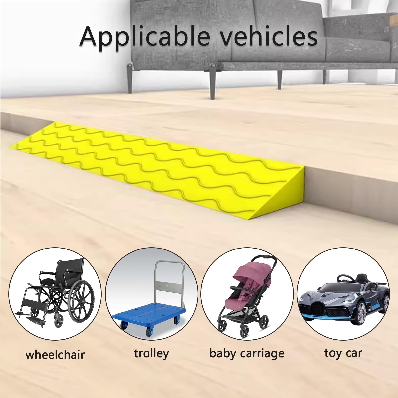 Rampy dla wózków inwalidzkich do domu z antypoślizgowymi paskami i...(Yellow,10cm)