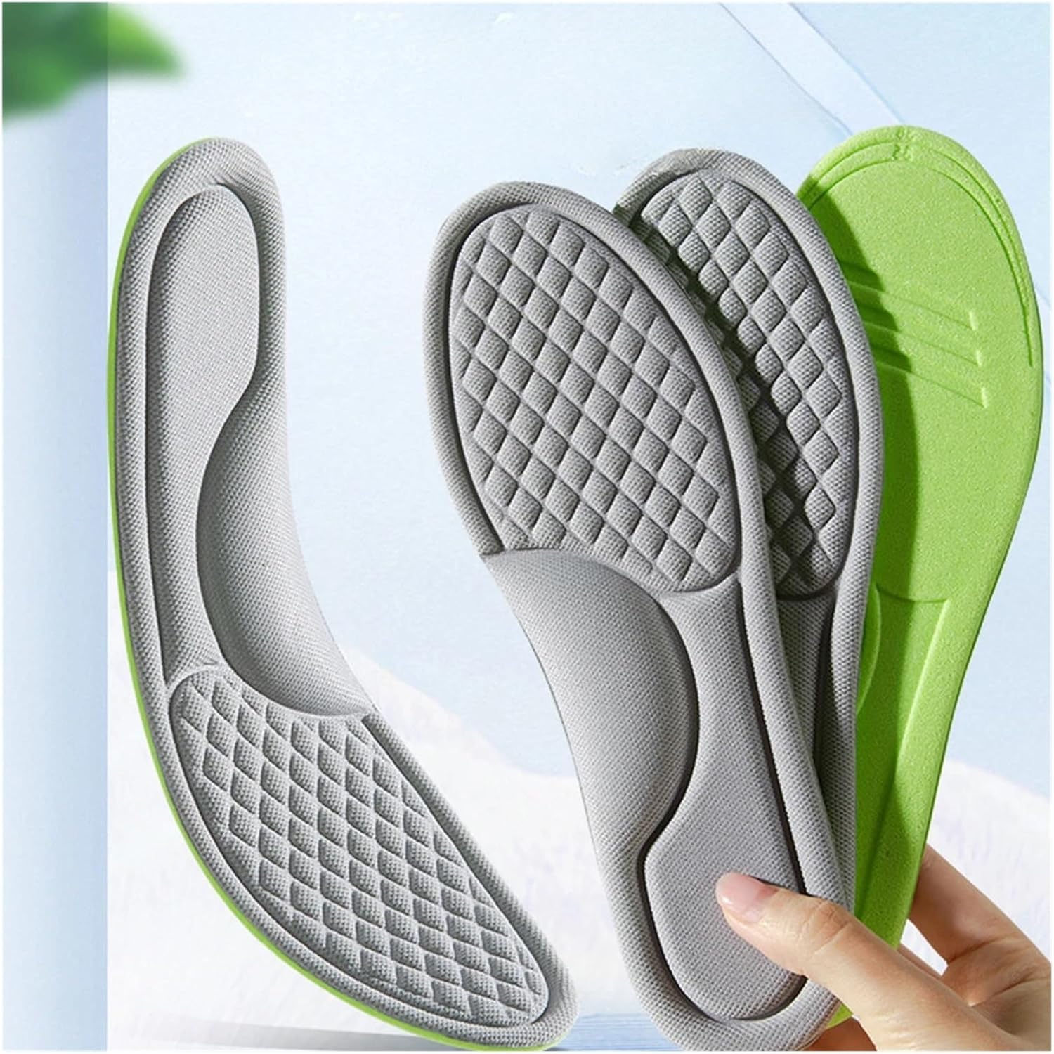 Unisex Memory Foam Orthopedic Insoles Deodorizing Insole for Shoes Sports Absorbs Sweat Soft Shoe Accessories(Black and Grey,41-42)