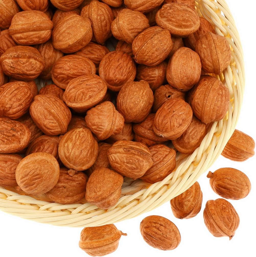 Gresorth 50pcs Artificial Walnut Decoration Fake Lifelike Nut Food Display Realistic Fruit Simulation Model for Home Cabinet Kitchen Party