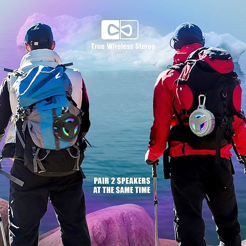 Miniatura 8 de EBODA Altavoz de ducha Bluetooth, altavoces Bluetooth portátiles, altavoz inalámbrico impermeable IP67 con luz LED, flotante, 2000 mAh, estéreo