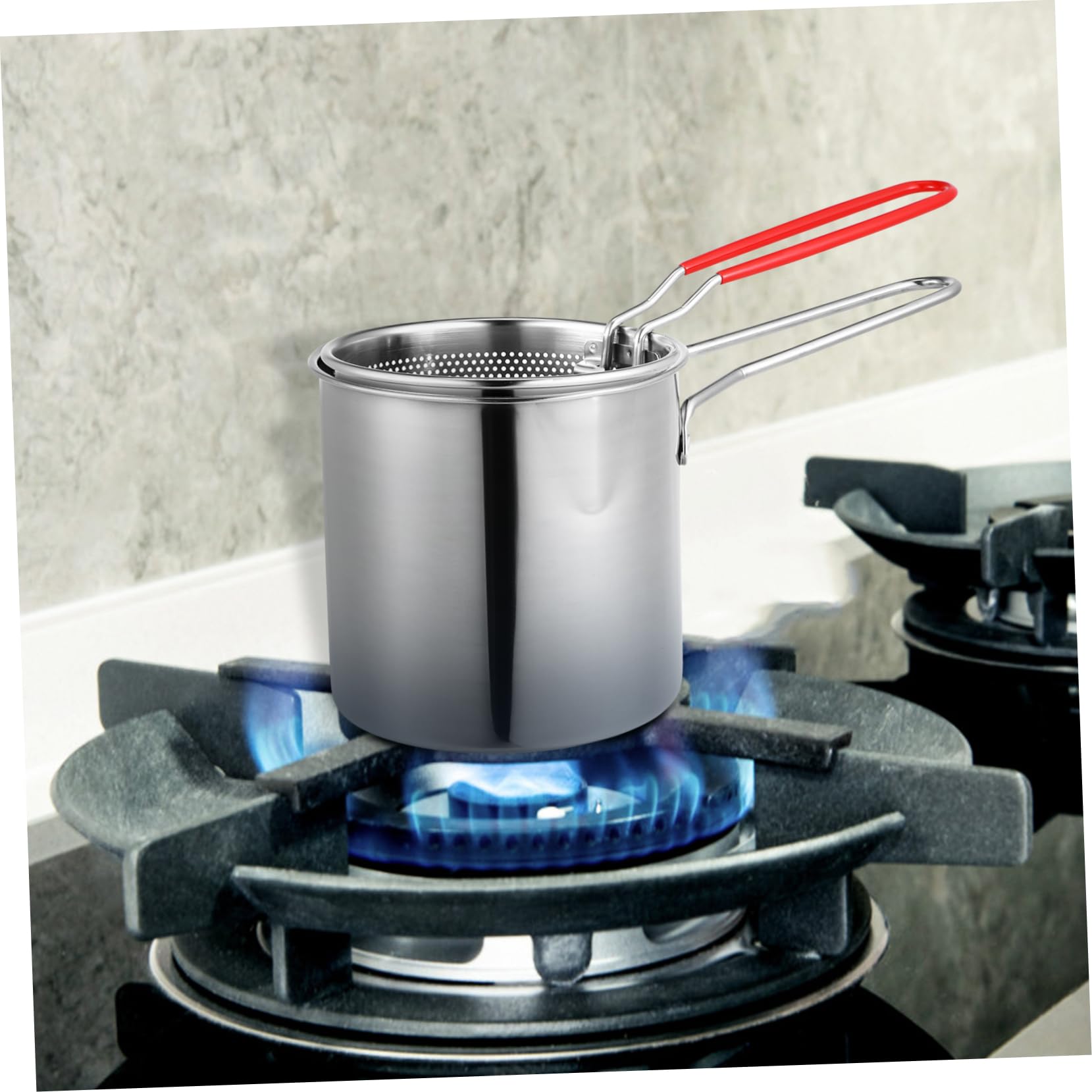 VALICLUD 1set Stainless Steel Deep Fryer Pot Frying Basket Frying Kit for Home Cooking Includes Lid and Handle Easy to Use and Clean