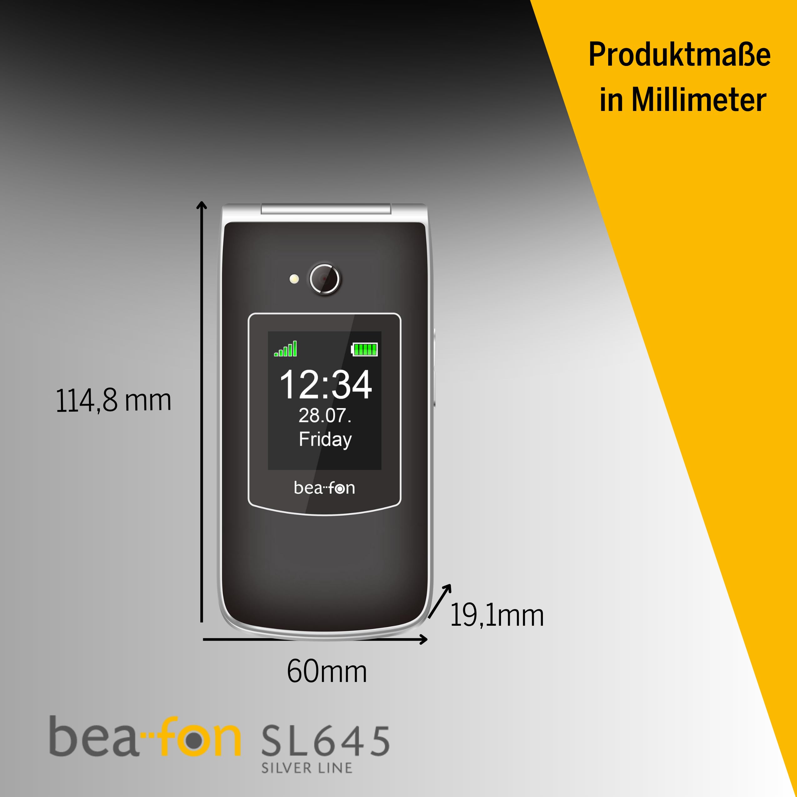 Beafon, SL645, Silverline, teléfono con Teclas Grandes, teléfono móvil para Personas Mayores con botón de Llamada de Emergencia, teléfono móvil, Pantalla Interior XXL de 2,8 Pulgadas (7,11 cm),