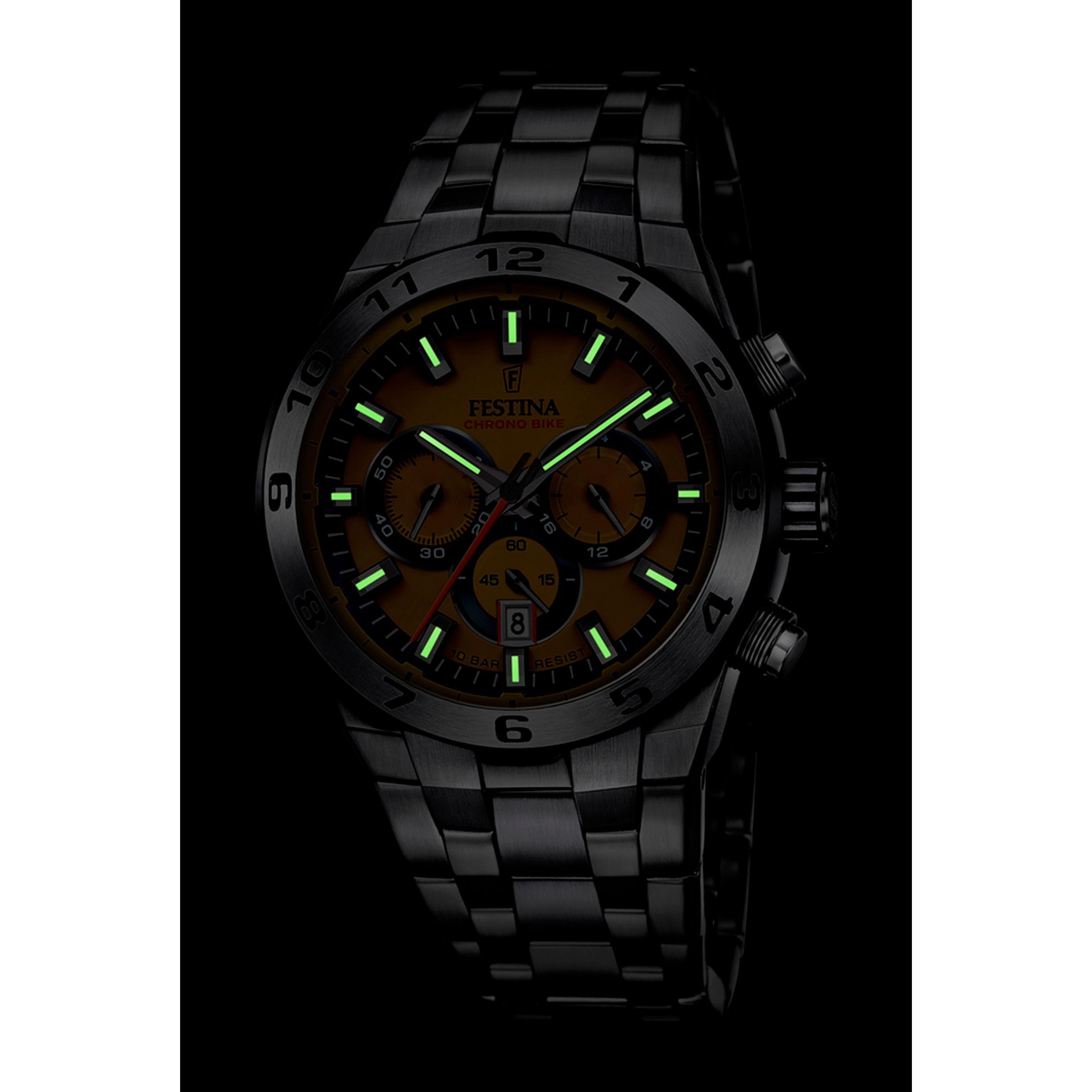 Festina Herrenuhr Chrono Bike Blau mit Edelstahlarmband