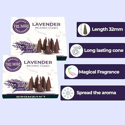Miniatura 5 de Conos de incienso de lavanda  Total de 20 conos de incienso  Paquete doble de 10 conos de insencia  Conos de incienso perfumados  Aromas de incienso