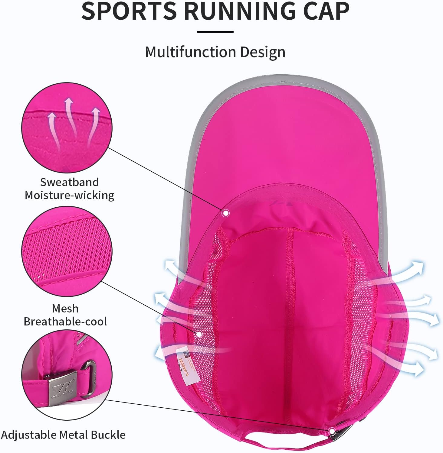 Running Hat Mesh Sports Cap Lightweight Quick Drying Runner Cap for Men Women - Image 3
