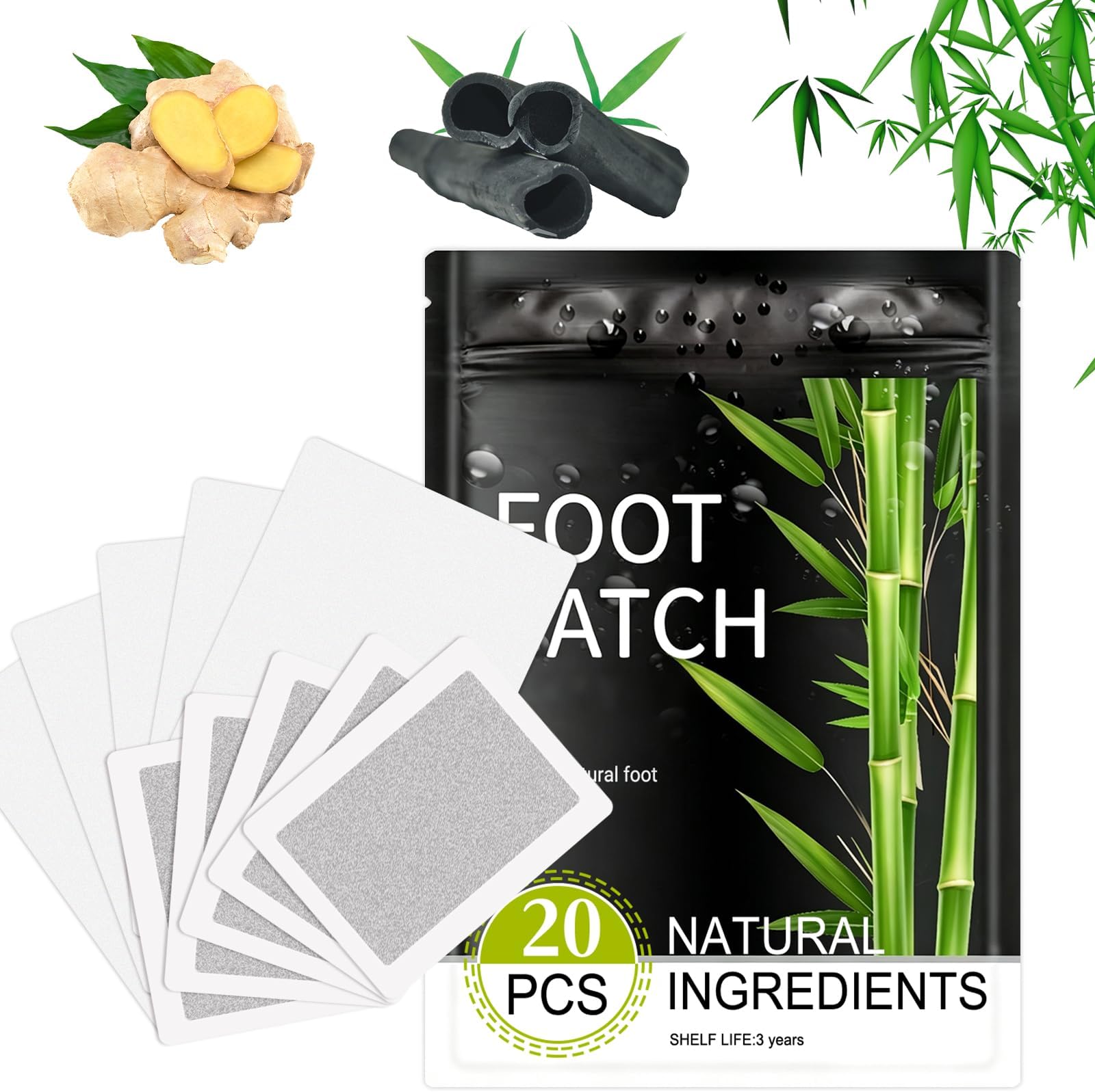 Detox Foot Patches 20 Pcs Detox Foot Pads,Foot Detox Pads to Remove Toxins Deep Cleansing,100% Natural,for Stress Relief,Sleep Aid, Enhance Blood Circulation