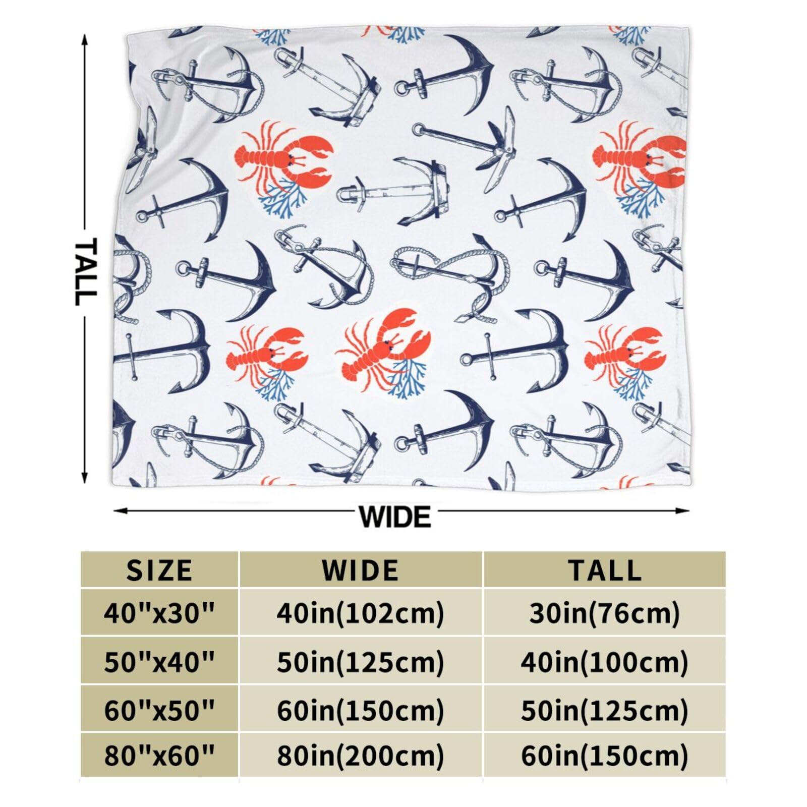 Nautische Anker-Decke Aus Weichem Fleece – 127 X 101,6 Cm, Leicht & Warm, Als Überwurf Für Sofa, Bett Oder Als Geschenk