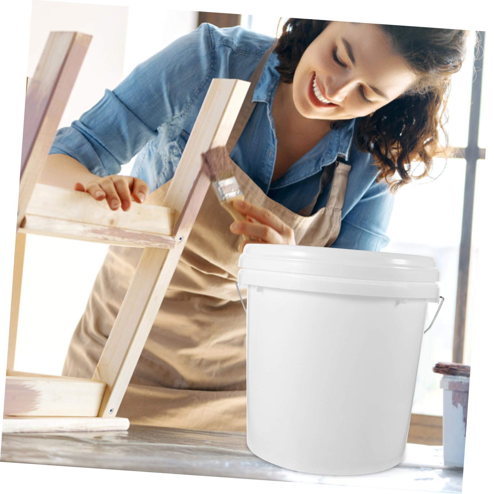 UKCOCO Cubo y Mezcla de Colores de Pintura con Tapa Hermética de 10 litros Blanco y Material Hdpe Resistente para Almacenamiento Seguro en Proyectos de Pintura