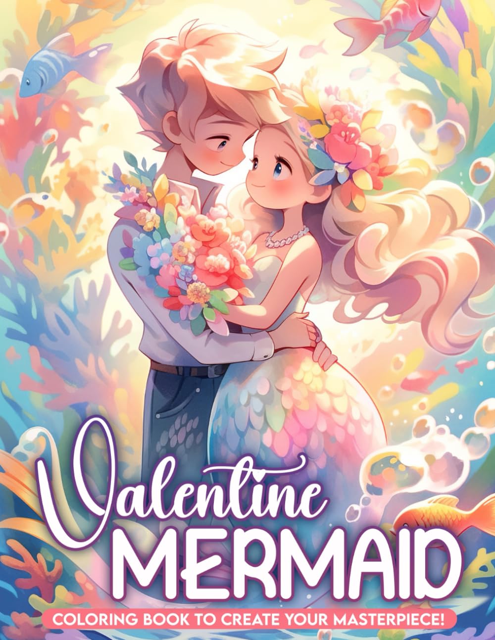 Valentine Mermaid Coloring Book: Dive into the Ocean of Love with Valentine Mermaids, Ideal for Sea Lovers and Romantic Dreamers