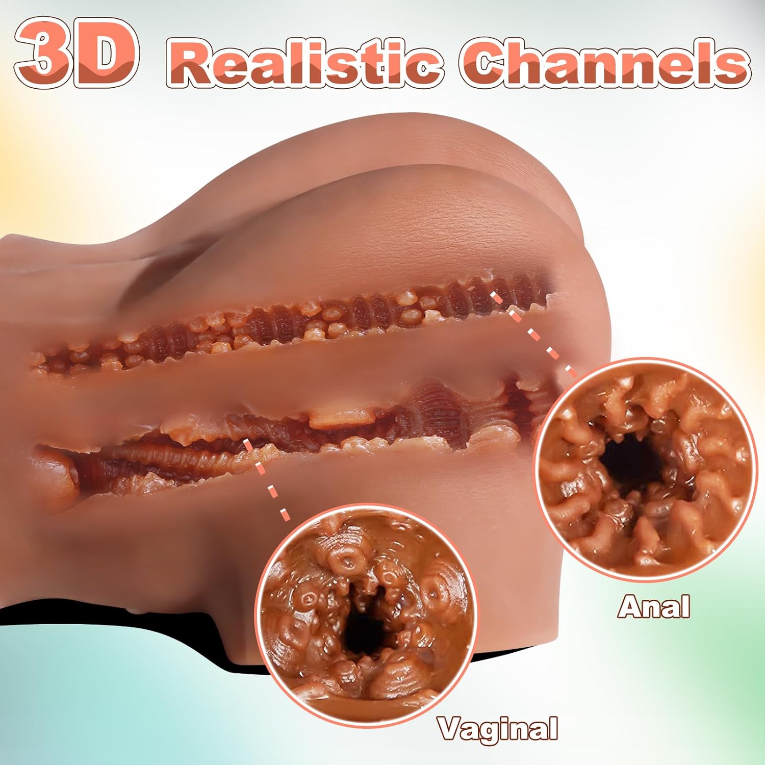 Male Sex Toys Vibrating Sex Dolls - 4.32lbs Realistic Pussy Ass Sex Toys for Men with 7 Intensities & 3 Speeds, Male Masturbator with Plump Butt & Dual 3D Textured Channels, Male Stroker Adult Toys