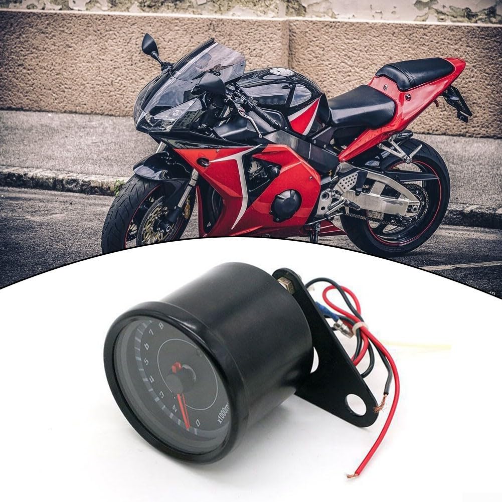 HpLive Compte-tours de moto DC 12 V 13000 tr/min, rétroéclairage LED, compte -tours électronique en acier inoxydable pour la plupart des modèles de moto